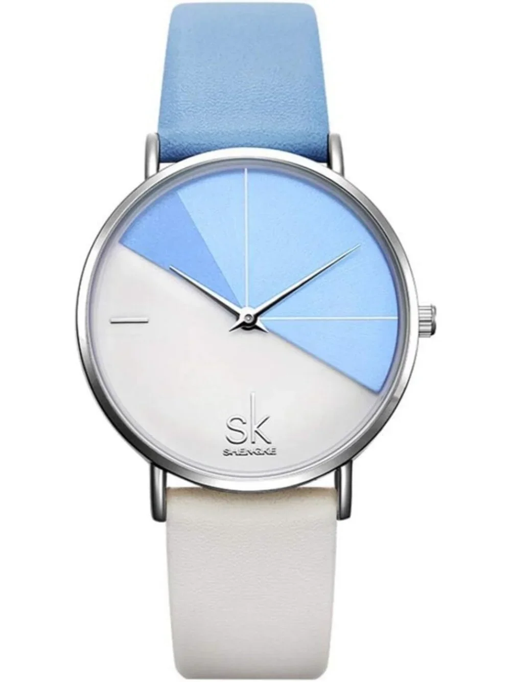 Women's Blue & White Creative Simplicity Genuine Leather Elegant Wrist Watches